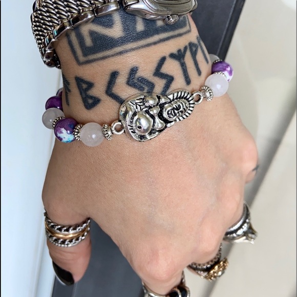 Silver buddha white agate & snow purple jasper - Picture 13 of 15